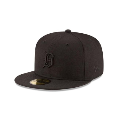 Detroit Tigers Gorra | New Era MLB Black On Black 59fifty Fitted Cap Mexico - Negros